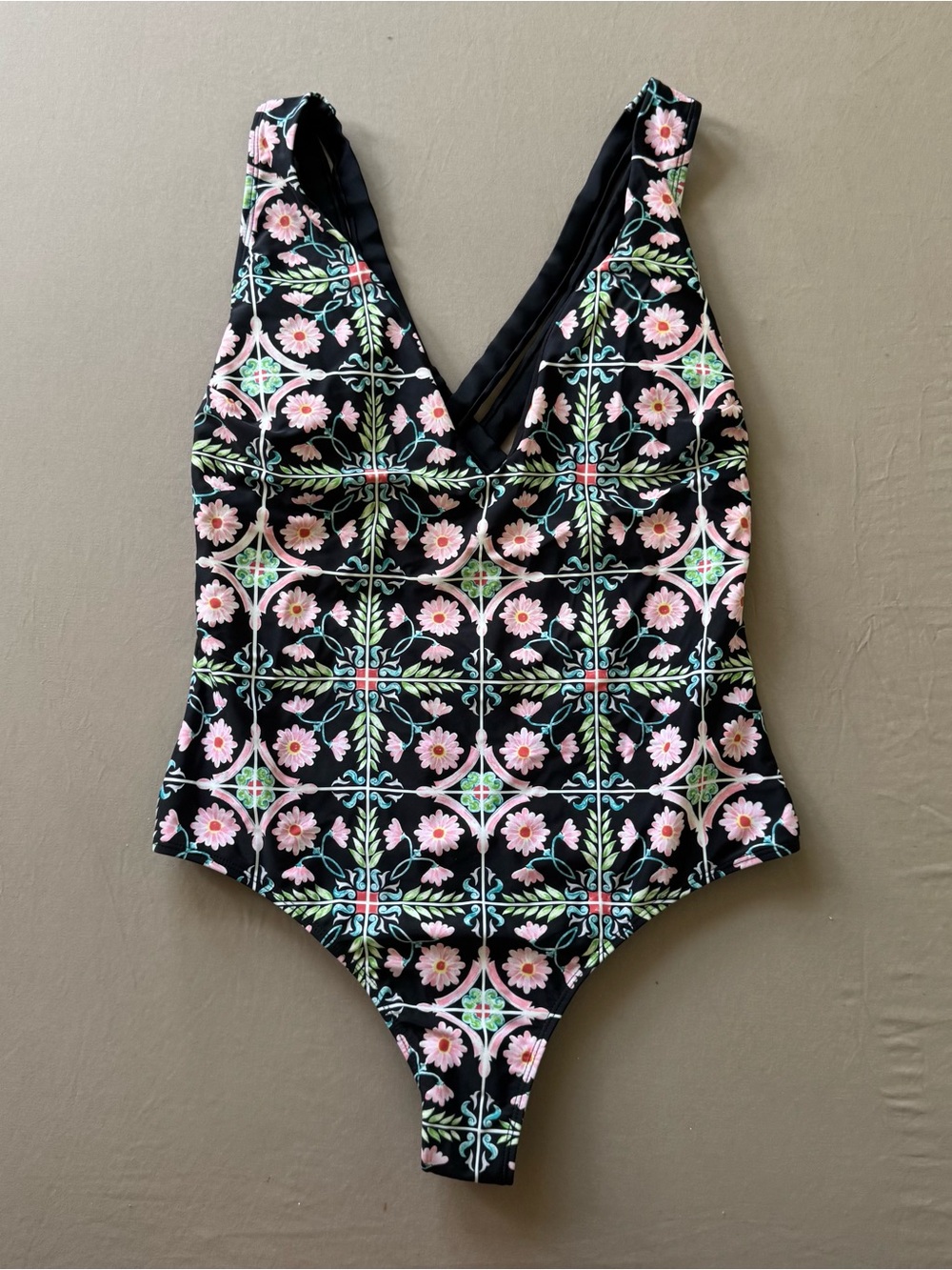 Rachel Rachel Roy Plunge Neck cabana tile print One-Piece Swimsuit - Picture 6 of 11